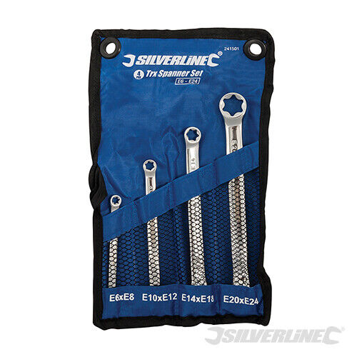 SILVERLINE 4PC E6-E24 TRX TORX LONG RATCHET RING SPANNER WRENCH SET 241501