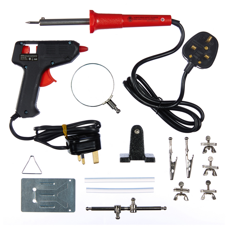 30W SOLDERING IRON GUN & HOT MELT GLUE GUN ADHESIVE ELECTRIC CRAFT KIT AT S1740