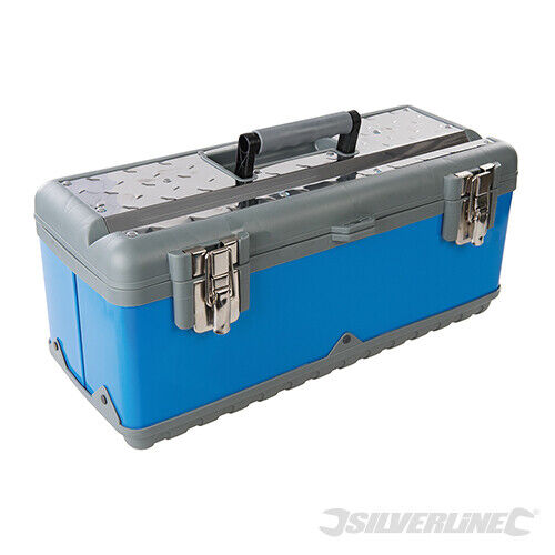 SILVERLINE TOOL BOX 23" STEEL BODY CHEST BAG STORAGE & REMOVABLE TRAY 533427