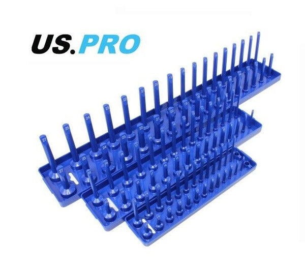 US PRO SOCKET RAIL 3PC METRIC 1/4" 3/8" 1/2" STAND TRAY RACK STORAGE HOLDER 2219