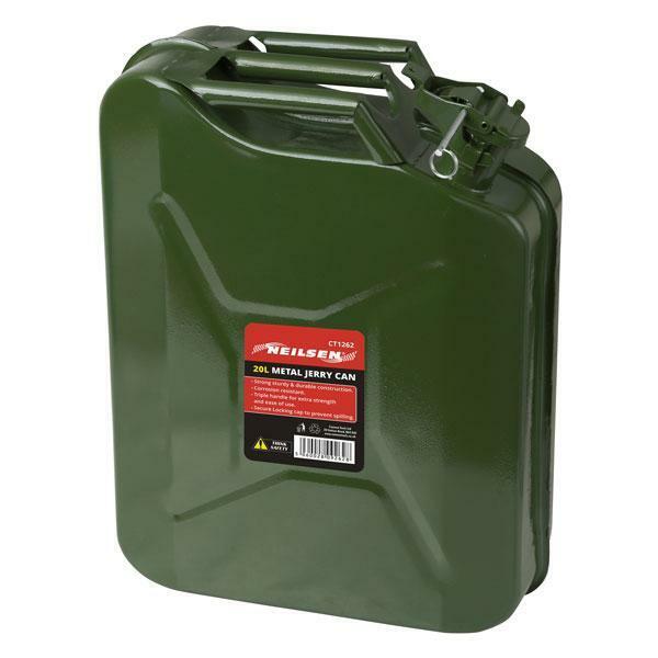 FUEL CAN JERRY 20 LITRE METAL PETROL DIESEL 20L ARMY CONTAINER & SPOUT CT1262