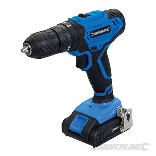 SILVERLINE HAMMER IMPACT DRILL 998003 18V CORDLESS SCREWDRIVER 2 BATTERIES NEW