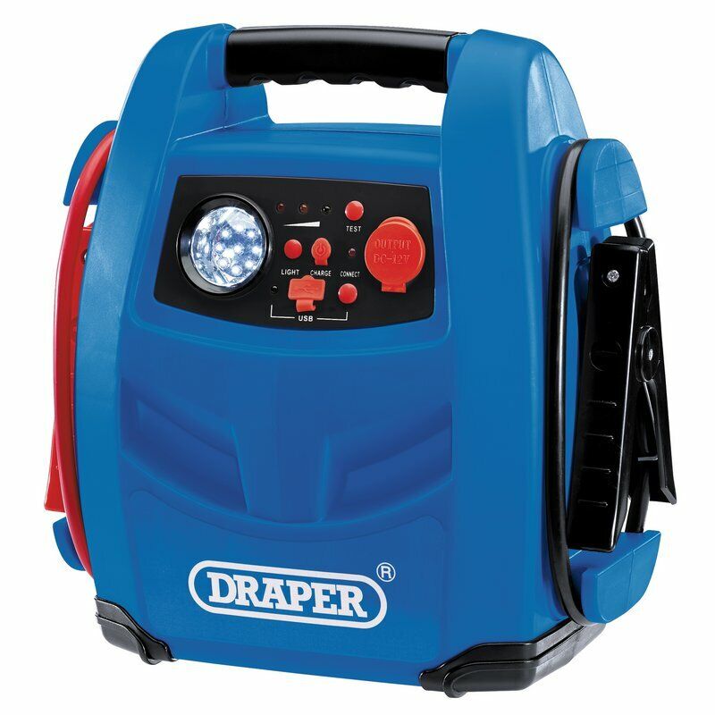 Draper Jump Starter & Air compressor 12V 800A Power Pack Battery Charger 70553