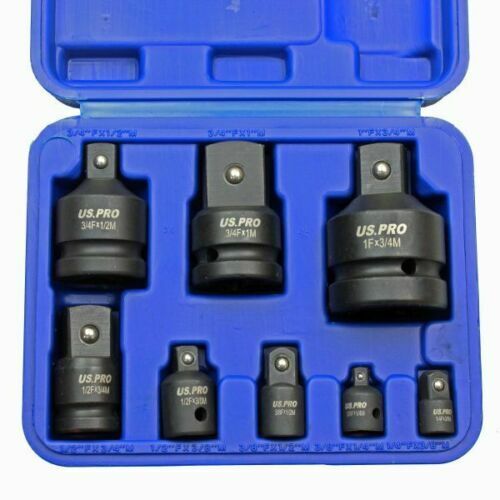 US PRO IMPACT SOCKET SET 8PC 1/4" 3/8" 1/2" 3/4" 1" REDUCER ADAPTOR 3477