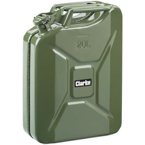 CLARKE JERRY CAN GREEN 20 LITRE METAL FUEL PETROL DIESEL 20L CONTAINER JC20LG