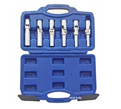 Glow Spark Plug Removal 6pc 3/8'' Remove Joint Socket Car Garage Tool Set