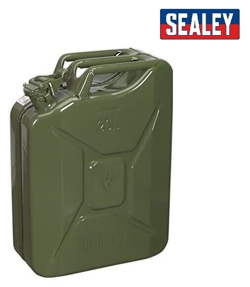 SEALEY JERRY CAN FUEL 20 LITRE 20L METAL PETROL DIESEL 20L ARMY CONTAINER JC20G