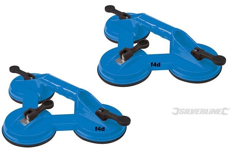 Glass Lifter 2x Silverline Triple Head Suction Pad Puller Dent Remover 868582