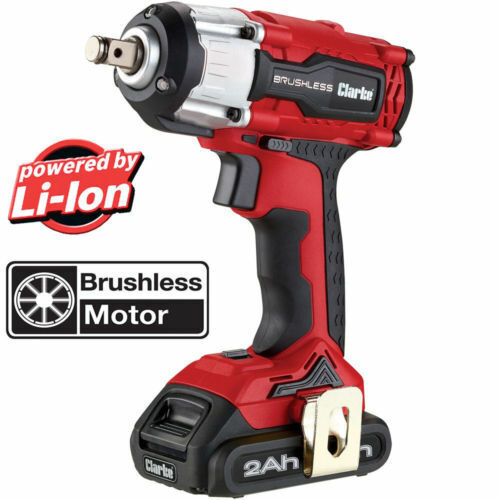 CLARKE 18V BRUSHLESS 1/2" LI-ION LITHIUM CORDLESS IMPACT WRENCH 2X BATT 18LIC