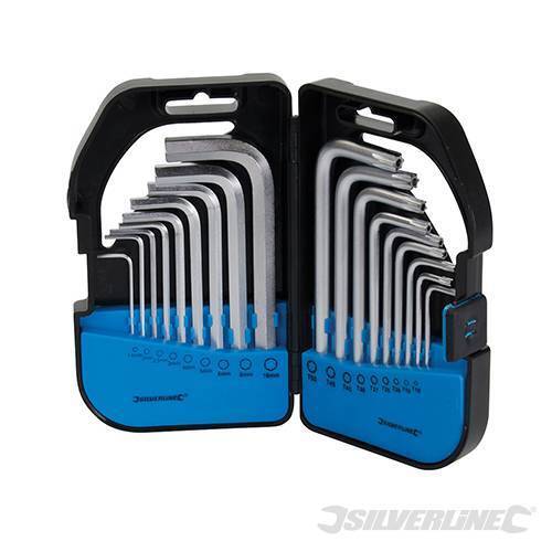 Silverline Allen Hex Key 18pc T10-T50 T Handle TRX Torx 1.5mm-10mm Set 341662