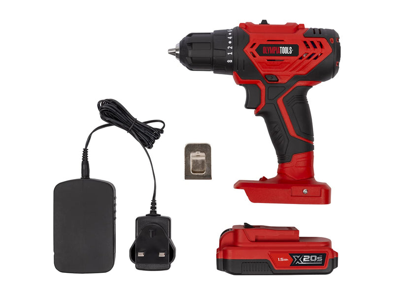 Olympia Tools X20S Drill Driver 1 x 1.5Ah, Black and Red