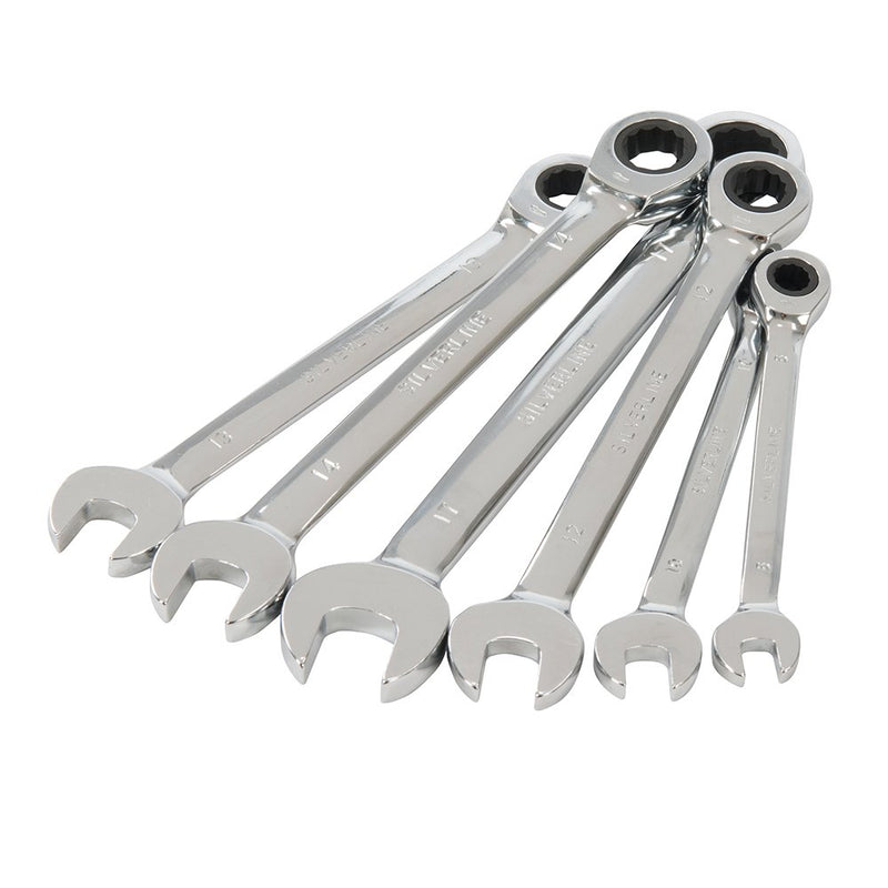 Silverline 633788 Fixed Head Ratchet Spanner Set 6pce 8 - 17 mm