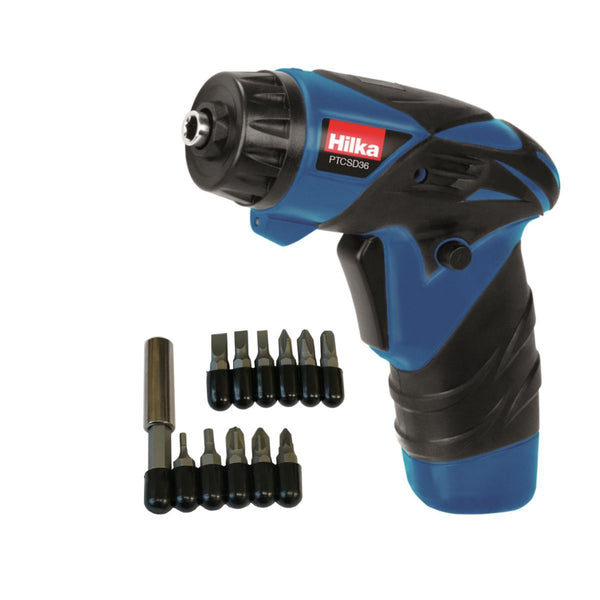 Hilka Tools PTCSD36 Li-Ion Cordless Screwdriver, 3.6 V, Black/Blue