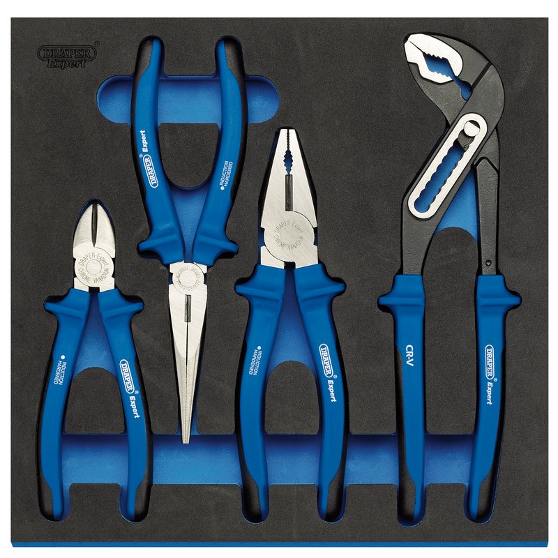 Draper Heavy Duty Plier Set in 1/2 Drawer EVA Insert Tray (4 Piece) 63263