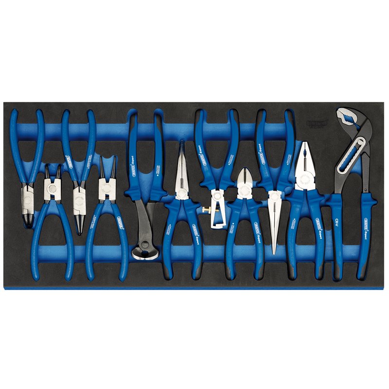 Draper Heavy Duty Plier Set in Full Drawer EVA Insert Tray (11 Piece) 63268