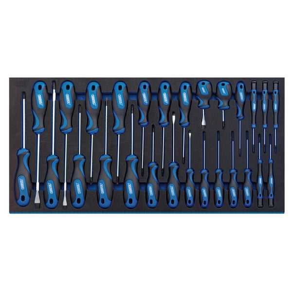 Draper Soft Grip Screwdriver Set in Full Drawer EVA Insert Tray (27 Piece) 63406