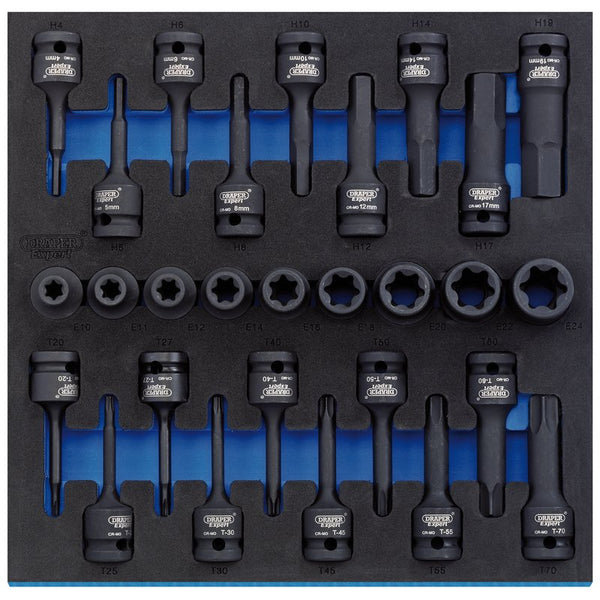 Draper Draper TX-STAR&#174; Impact & Hex Socket Set in 1/2 Drawer EVA Insert Tray, 1/2" Sq. Dr. (28 Piece) 63490