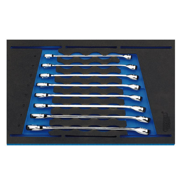 Draper Combination Spanner Set in 1/4" Drawer EVA Insert Tray (8 Piece) 63522