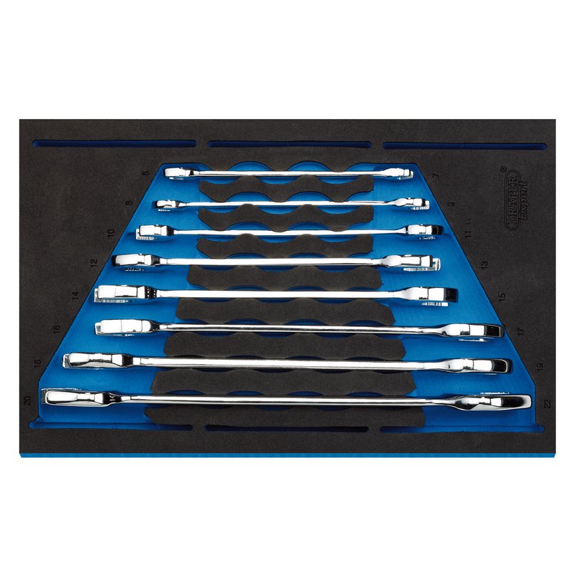 Draper Open Ended Spanner Set in 1/4" Drawer EVA Insert Tray (8 Piece) 63524