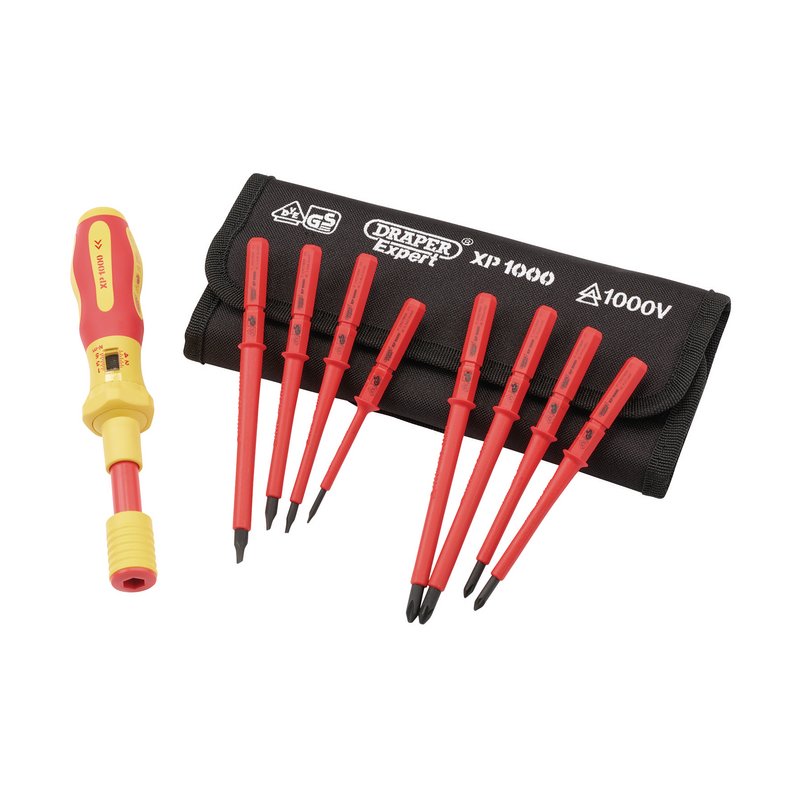 Draper Torque Screwdriver Set 9pc XP1000 VDE Interchangeable In Pouch 65372