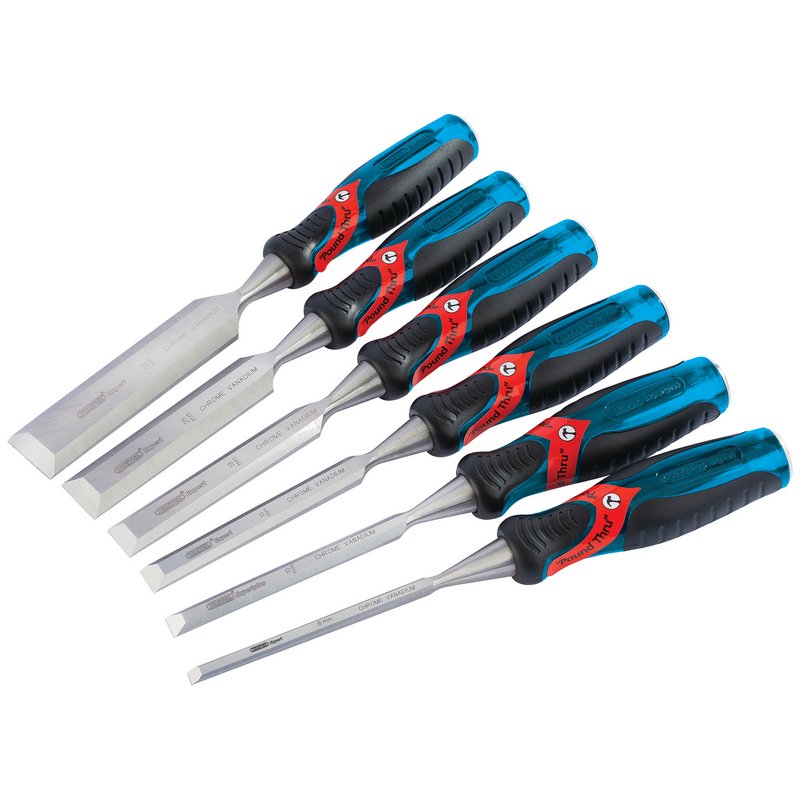 Draper Soft Grip 'Pound Thru' Bevel Edge Wood Chisel Set, 140mm (6 Piece) 70419