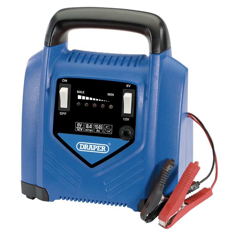 Draper 6/12V Battery Charger, 8.4A, 10 - 85Ah 70546