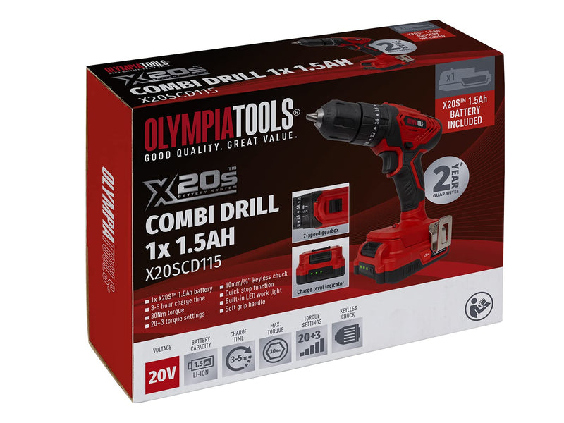 Olympia Tools X20S™ Combi Drill 1 x 1.5Ah