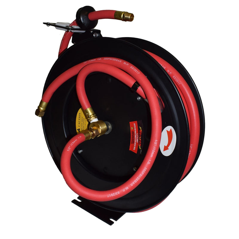 Retractable 50ft Air Hose on Reel 1/2 BSP Spring Rewind Wall Mountable BSP AT455