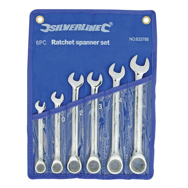 Silverline 633788 Fixed Head Ratchet Spanner Set 6pce 8 - 17 mm