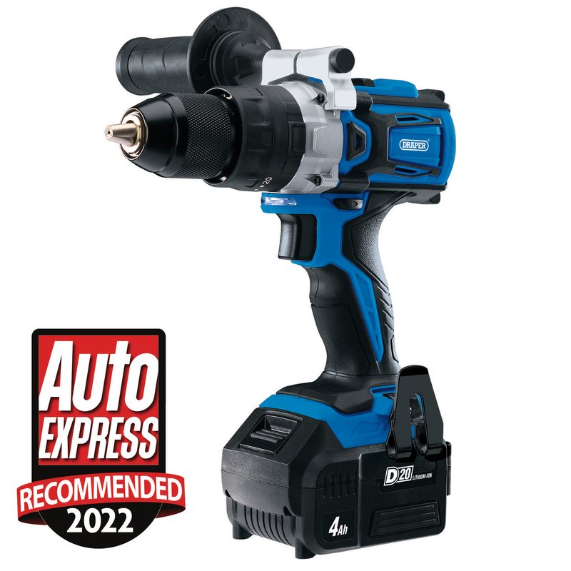 Draper D20 20V Brushless Combi Drill, 1 x 4.0Ah Battery, 1 x Fast Charger 79894