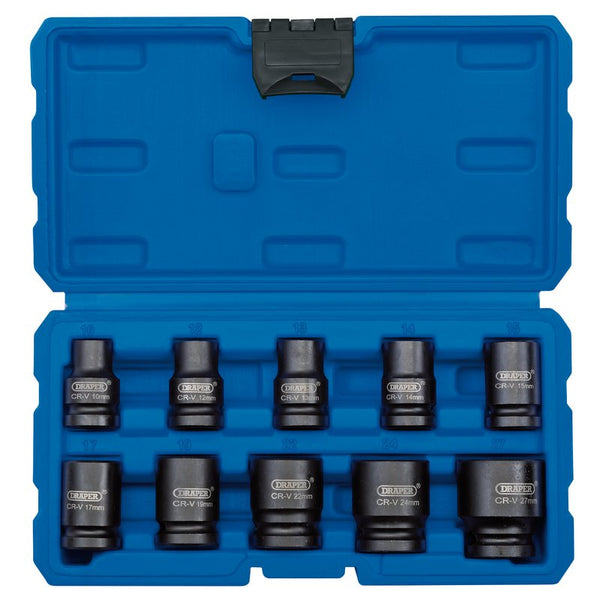 Draper Metric Impact Socket Set, 1/2" Sq. Dr. (10 Piece) 83092