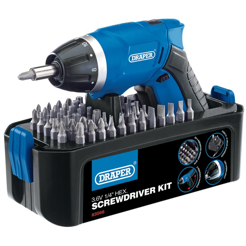 Draper 3.6V Cordless Li-ion Screwdriver Kit 83568