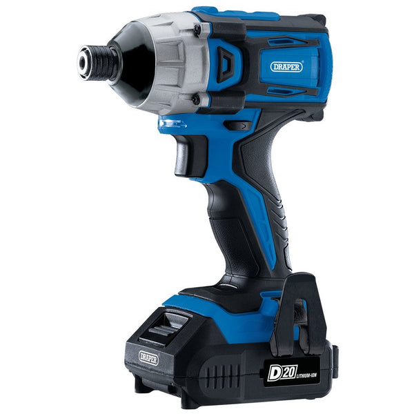 Draper D20 20V Brushless Impact Driver, 1/4" Hex, 180Nm, 2 x 2.0Ah Batteries, 1 x Charger 86958