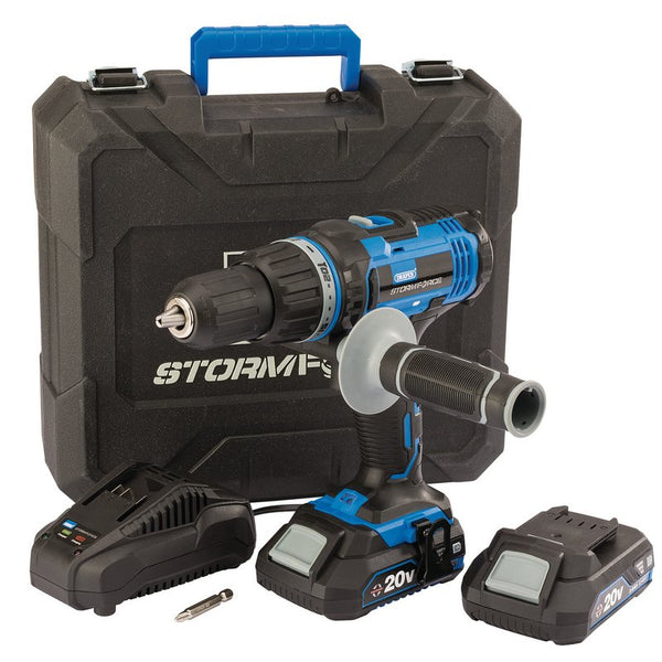 Draper Draper Storm Force&#174; 20V Combi Drill, 2 x 2.0Ah Batteries, 1 x Charger 89523