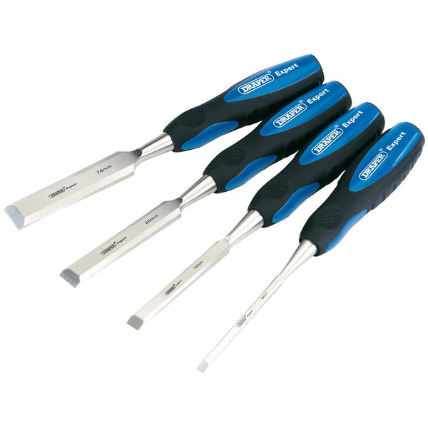 Draper Soft Grip Bevel Edge Wood Chisel Set, 150mm (4 Piece) 89726