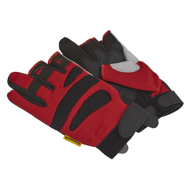 Sealey 9132L Red Fingerless Multi-Task Gloves Large - Pair