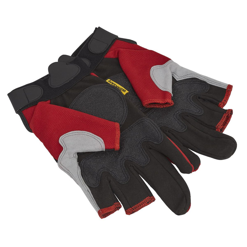 Sealey 9132L Red Fingerless Multi-Task Gloves Large - Pair