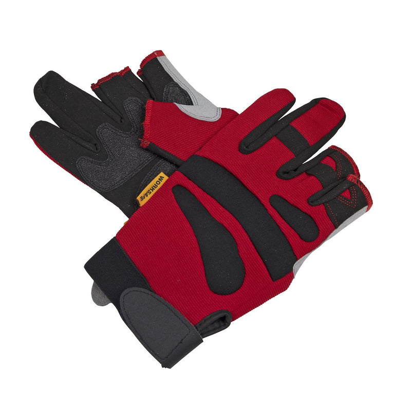 Sealey 9132L Red Fingerless Multi-Task Gloves Large - Pair