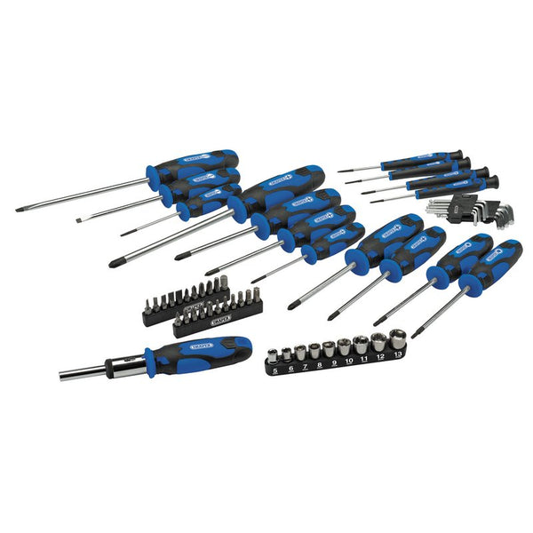 Draper Soft Grip Screwdriver, Hex Key, Socket and Bit Set with Canvas Storage Bag (56 Piece) 92767