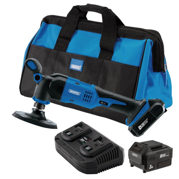 Draper D20 20V Dual Action Polisher Kit, 125mm, 2 x 3.0Ah Batteries, 1 x Fast Charger 99735