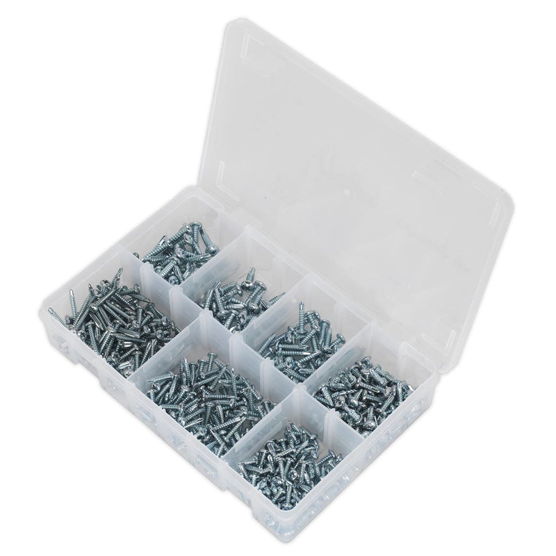 Sealey Zinc Plated Self-Drilling Screw Assortment Phillips Pan Head 500pc AB060SDS