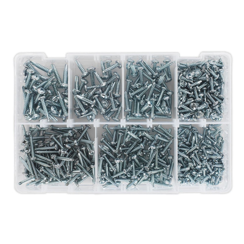 Sealey Zinc Plated Self-Drilling Screw Assortment Phillips Pan Head 500pc AB060SDS