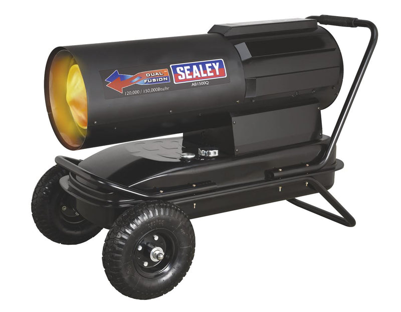 Sealey AB1500Q Dual Fusion&trade; Paraffin/Kerosene/Diesel Space Heater 120,000/150,000Btu/hr with Wheels