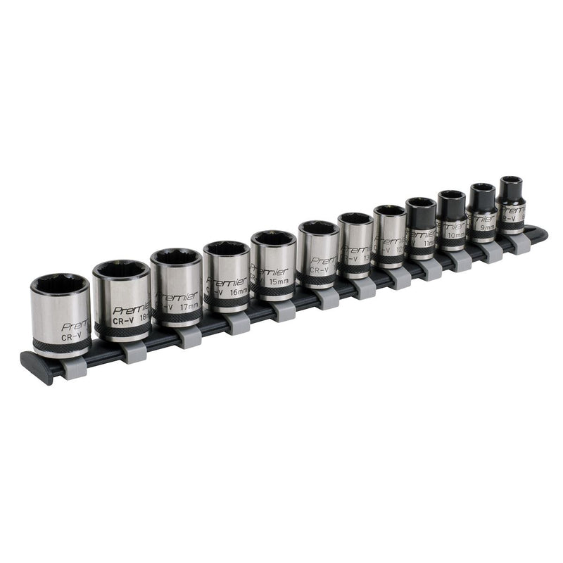 Sealey Premier Black Lock-On&trade;Socket Set 3/8"Sq Drive 12pc AK2741B