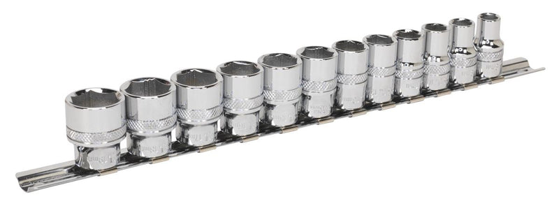 Sealey Premier Black Lock-On&trade; Socket Set 3/8"Sq Drive 12pc AK2741