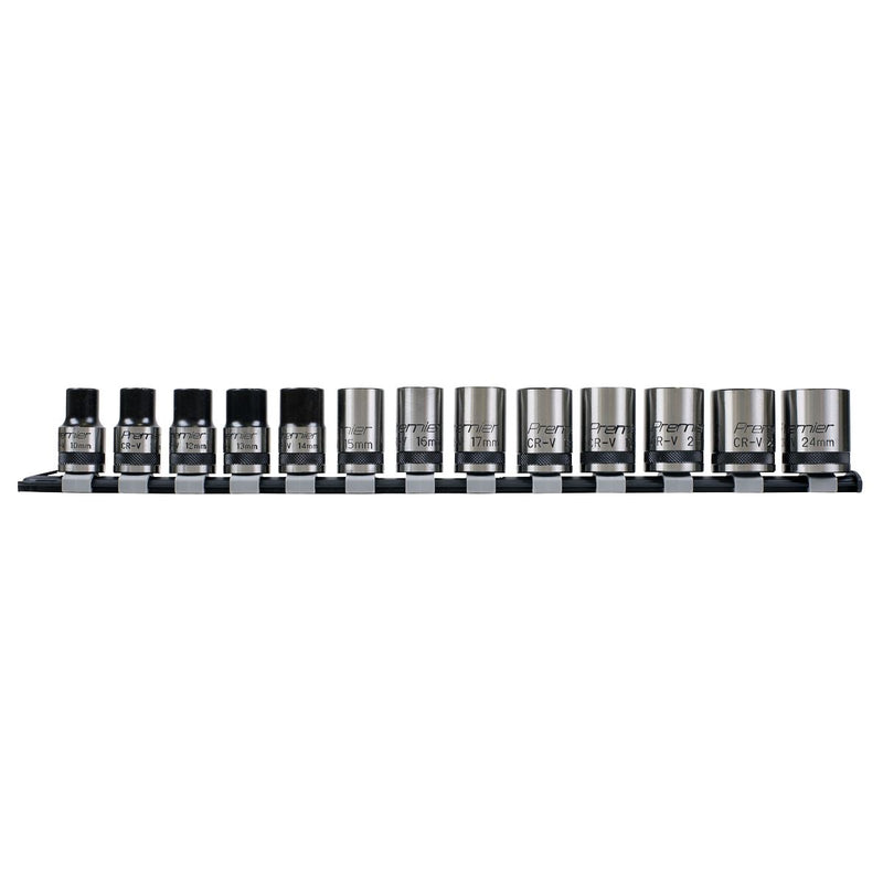 Sealey Premier Black Lock-On&trade; Socket Set 1/2"Sq Drive 13pc AK2742B