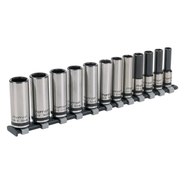 Sealey Premier Black Deep Lock-On&trade; Socket Set 3/8"Sq Drive 12pc AK2744B