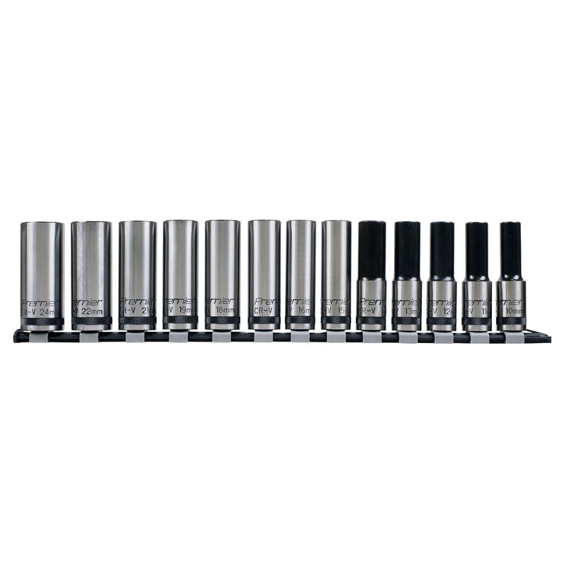 Sealey Premier Black Deep Lock-On&trade; Socket Set 1/2"Sq Drive 13pc AK2745B