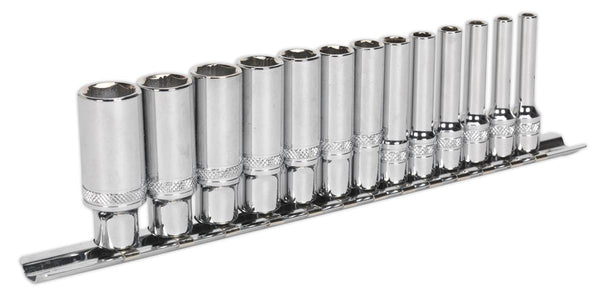 Sealey Premier Deep Lock-On&trade; Socket Set 1/4"Sq Drive 13pc AK2747