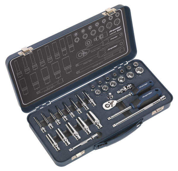 Sealey Lock-On&trade; Socket Set 1/4"Sq Drive 32pc AK27480